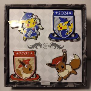 Pokemon TCG Pikachu & Eevee 2024 Graduation Hat And Enamel Pins Set Of 4
